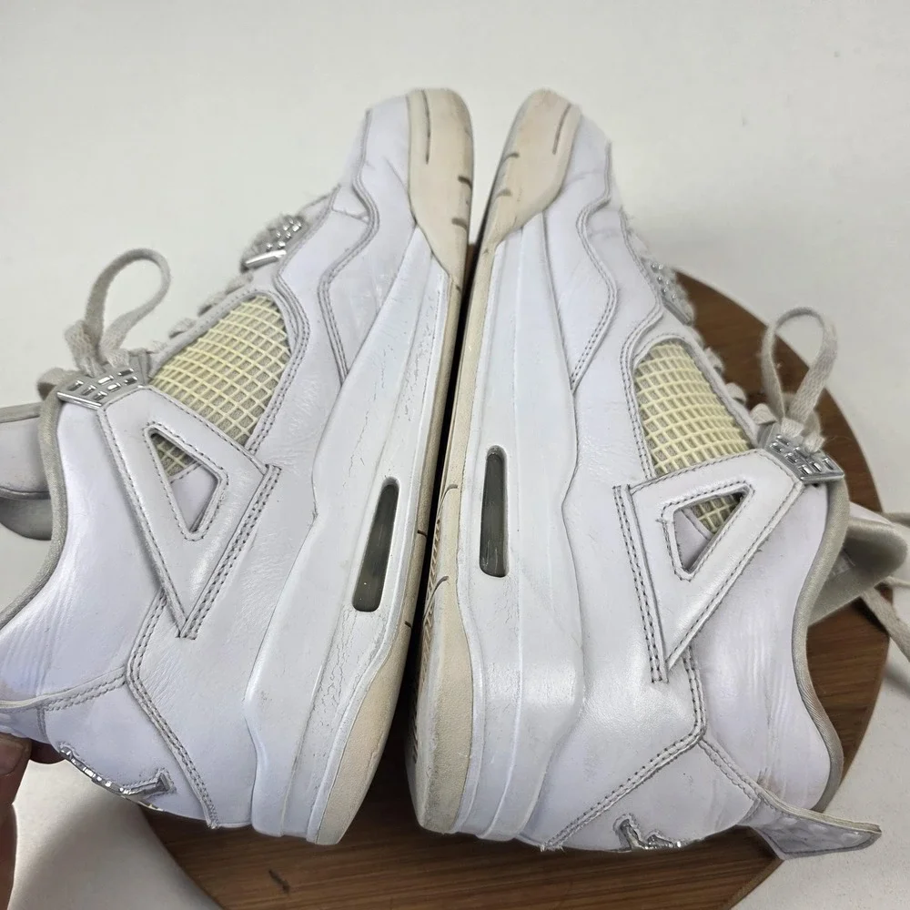 Nike Air Jordan 4 Retro Pure Money Shoes Mens Size 11.5‎ White Silver 308497-100